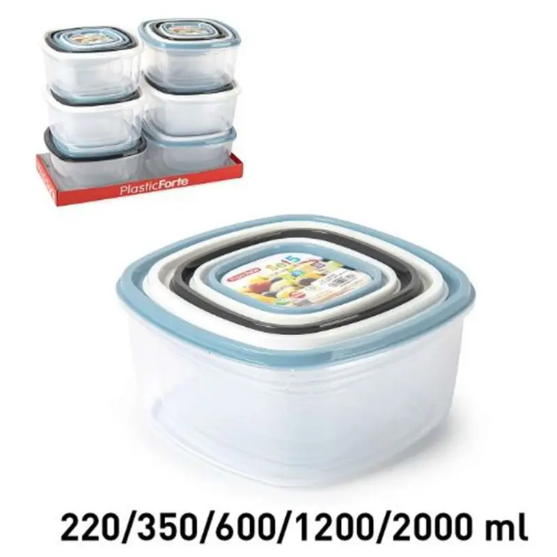 5 Contenitori Quadri Alimentari - 220/350/600/1200/2000 ml