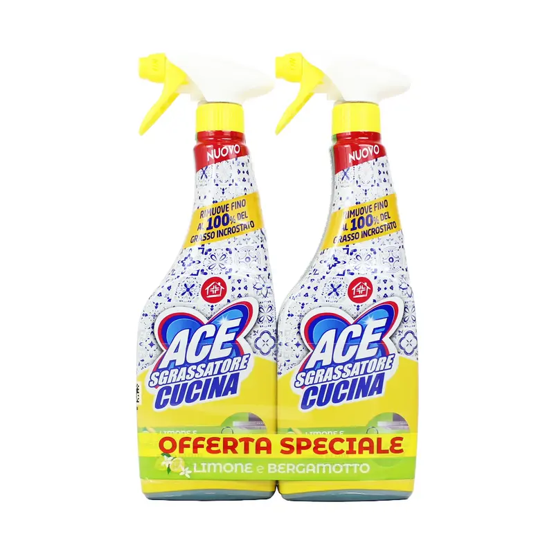 ACE SPRAY SGRASSATORE CUCINA LIMONE e BERGAMOTTO 2 PEZZI DA 600 ML