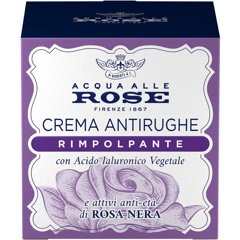 ACQUA ALLE ROSE CREMA ANTIRUGHE RIMPOLPANTE CON ACIDO IALURONICO VEGETALE E ATTIVI DI ANTIETA' DI ROSA NERA 50 ML
