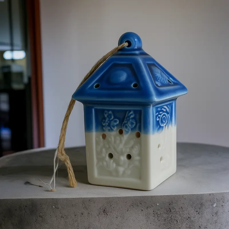 Ad Creazioni – Lanterna Porcellana Blu con LED 12cm