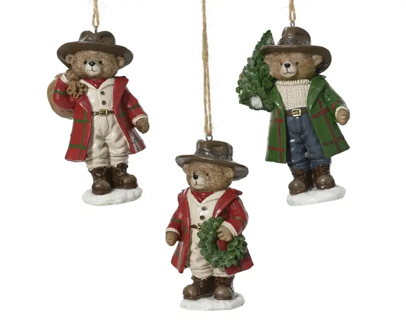 Addobbo Orsetto Natalizio Pendente con Cappotto e Cappello | Rohome