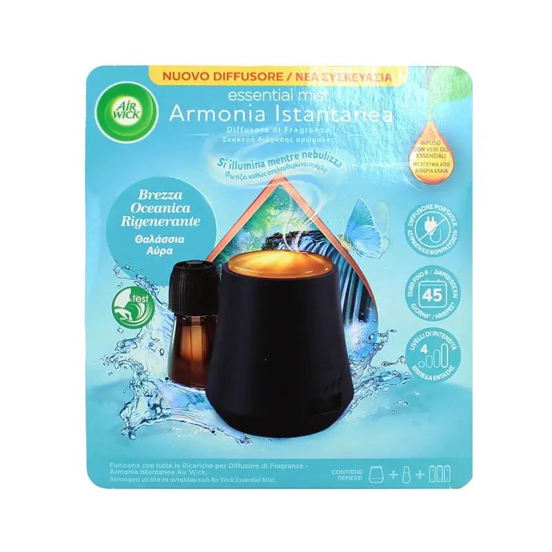 AIRWICK DIFFUSORE COMPLETO A BATTERIA ARMONIA ISTANTANEA RICARICA BREZZA OCEANICA RIGENERANTE