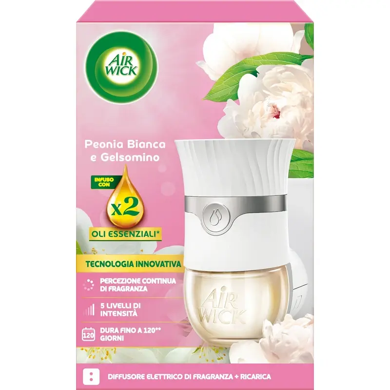 AIRWICK DIFFUSORE ELETTRICO COMPLETO FRAGRANZA PEONIA BIANCA E GELSOMINO