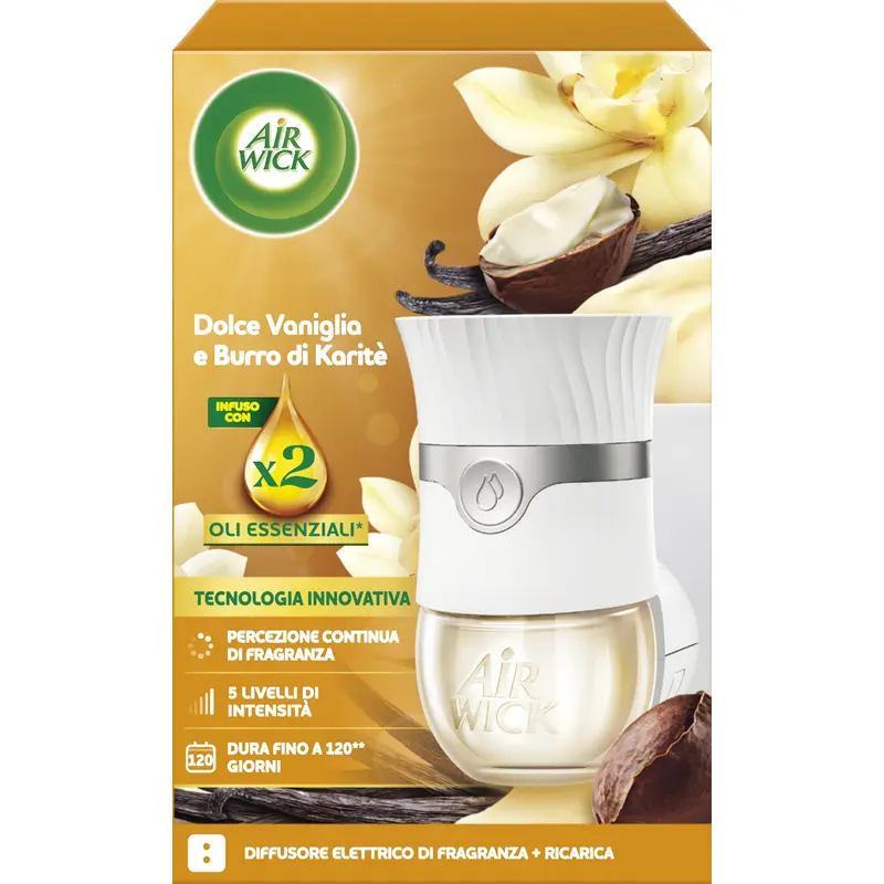 AIRWICK DIFFUSORE ELETTRICO COMPLETO FRANGRANZA DOLCE VANIGLIA E BURRO DI KARITE'