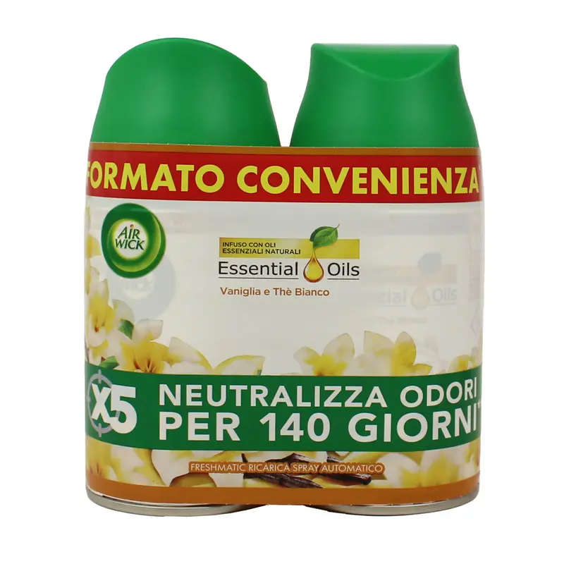 AIRWICK FRESHMATIC SPRAY AUTOMATICO RICARICA BIPACCO 2x250 ML VANIGLIA & THE BIANCO