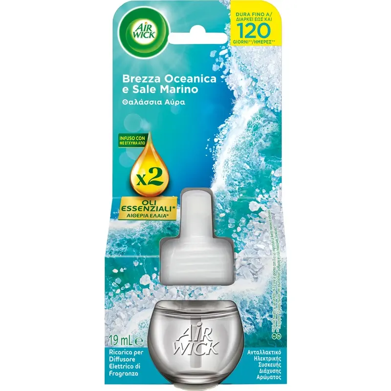 AIRWICK RICARICA DIFFUSORE ELETTRICO FRAGRANZA BREZZA OCEANICA E SALE MARINO