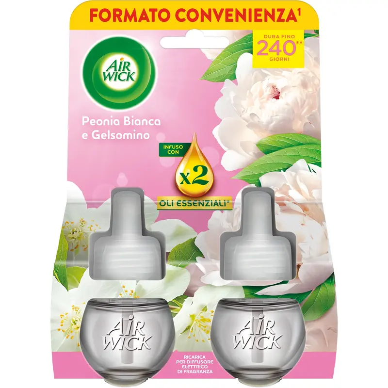 AIRWICK RICARICA DIFFUSORE ELETTRICO FRAGRANZA PEONIA BIANCA E GELSOMINO 2 PEZZI