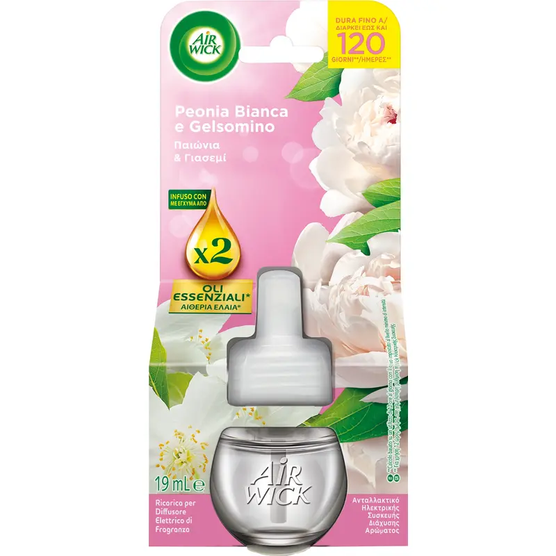 AIRWICK RICARICA DIFFUSORE ELETTRICO FRAGRANZA PEONIA BIANCA E GELSOMINO