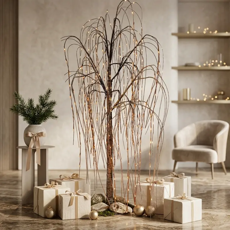 Albero Natale Salice Illuminato 2 m – Bianco Caldo