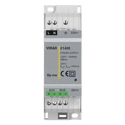 Alimentatore VIMAR 01400 - 230VAC 29VDC 400mA Bobina Disaccoppiamento 2 Moduli DIN