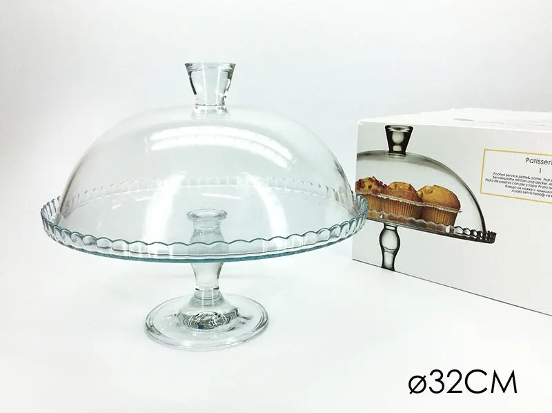 Alzata per torta d 32cm in vetro con campana | rohome
