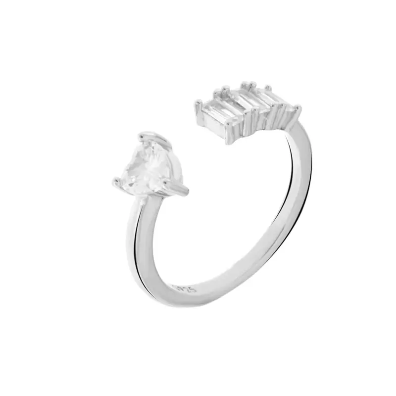 Anello in Argento con zirconi e cuore trasparente | Rohome