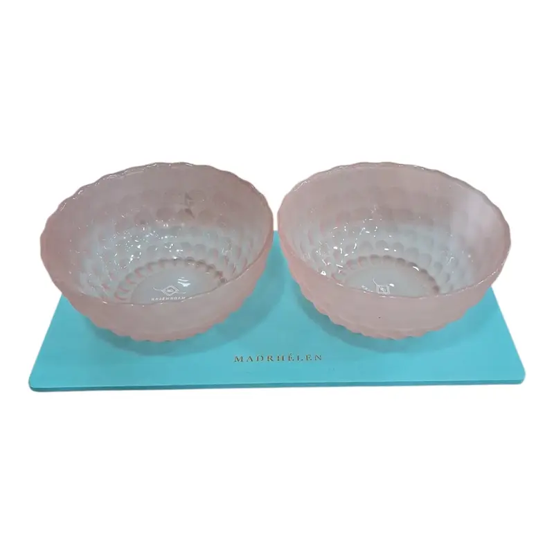 Antipastiera con 2 ciotoline in vetro bubble rosa e verde| Rohome