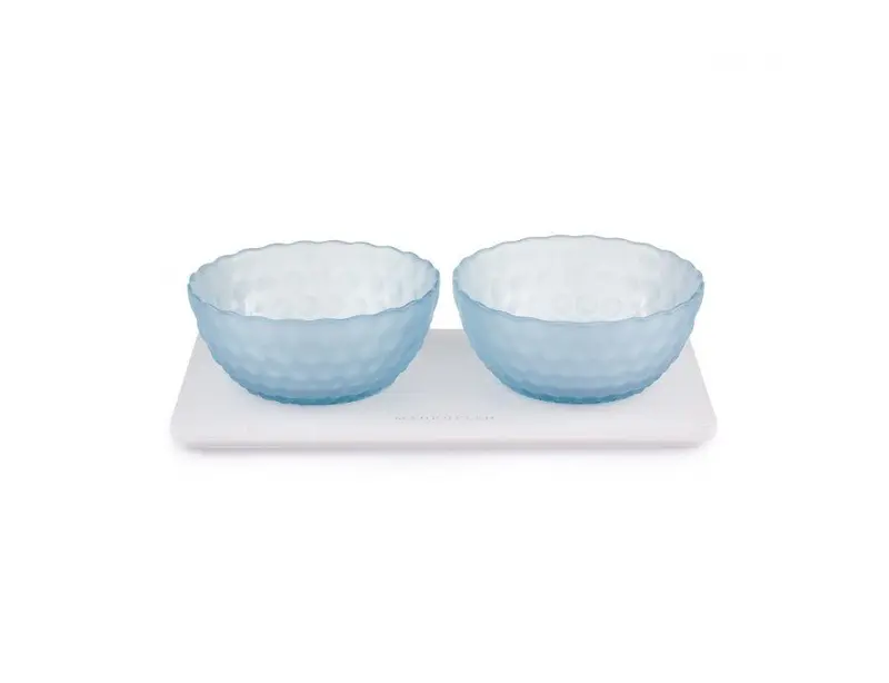 Antipastiera in vetro con 2 ciotole bubble blu | Rohome