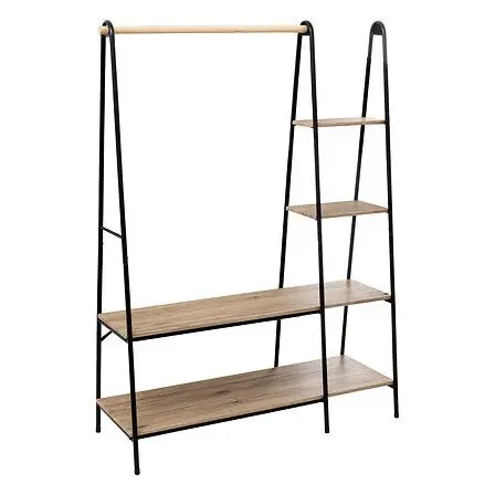Appendiabiti con mensole in ferro e legno | Rohome