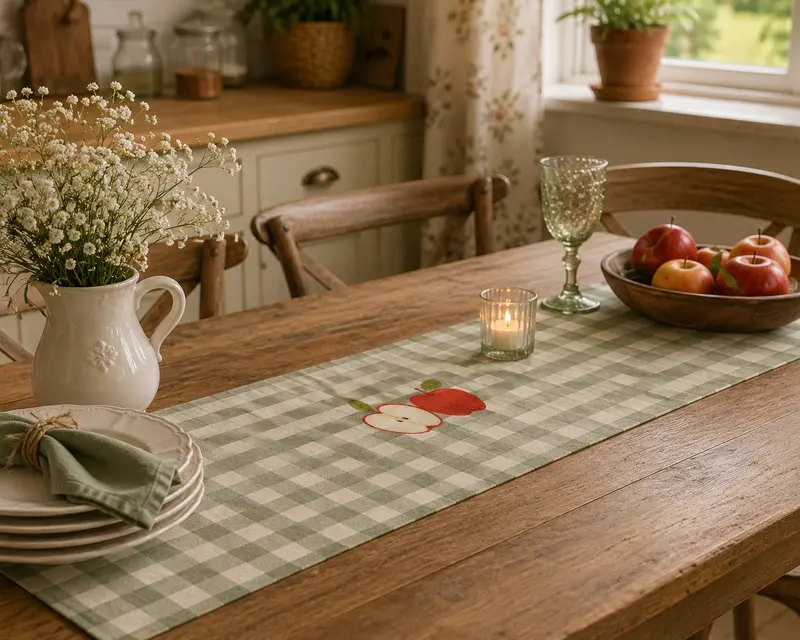 Apple Orchard Gingham Table Runner