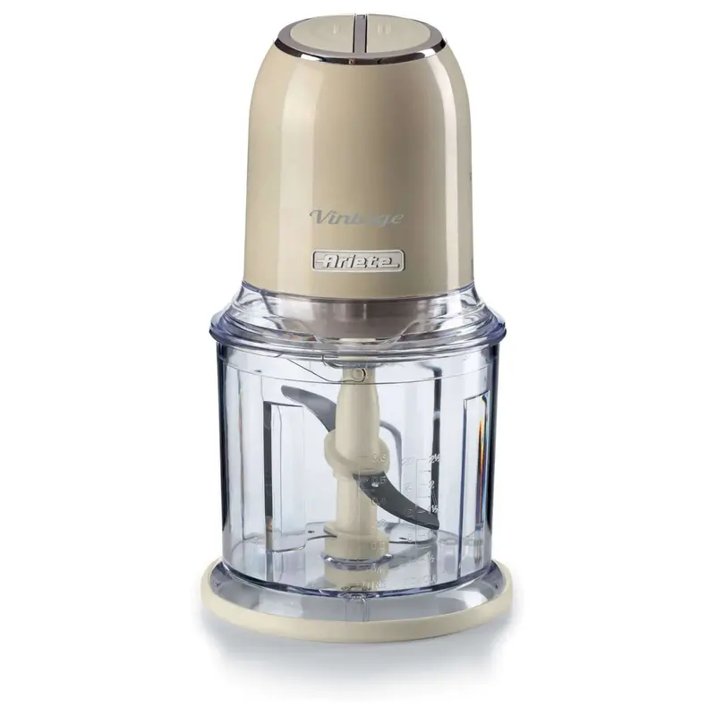 Ariete 438, Tritatutto Vintage, Chopper e Tritaghiaccio, 2 velocità, 4 lame in Acciaio Inox, Tazza graduata 600 ml, 400 W, Beige