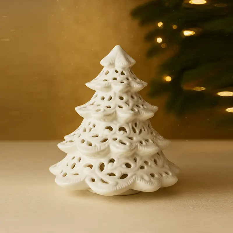 Arte di Nacchi Albero Ceramica Bianca Traforata H 14×12 cm