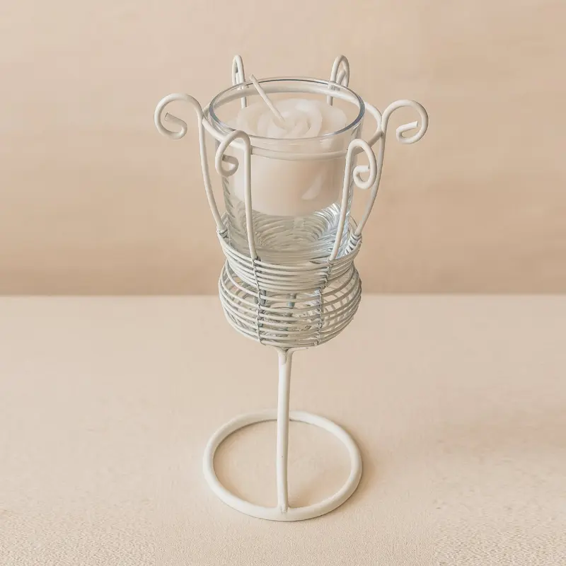 Arthesiana Porta Candela Shabby Bianco 27 cm