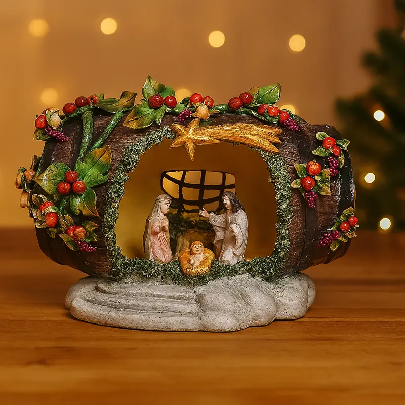 Arthesiana Presepe in Botte Ceramica Dipinta a Mano H 13x19x13 cm