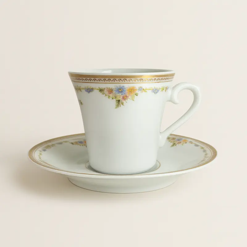 Atelier Sarti – Set 6 Tazze da Tè Gardenia Avorio in Porcellana – Made in Italy