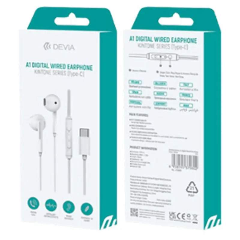 Auricolari A1 Digital Type-C White Devia