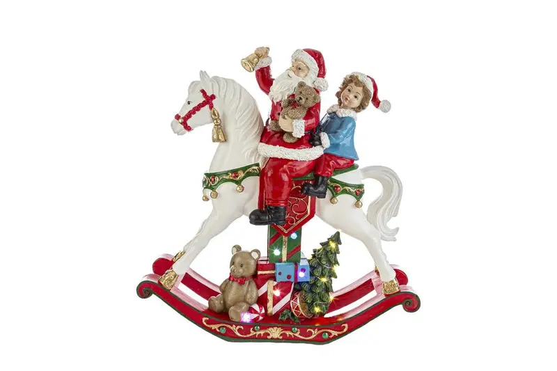 Babbo Natale con cavalluccio e Led | Rohome