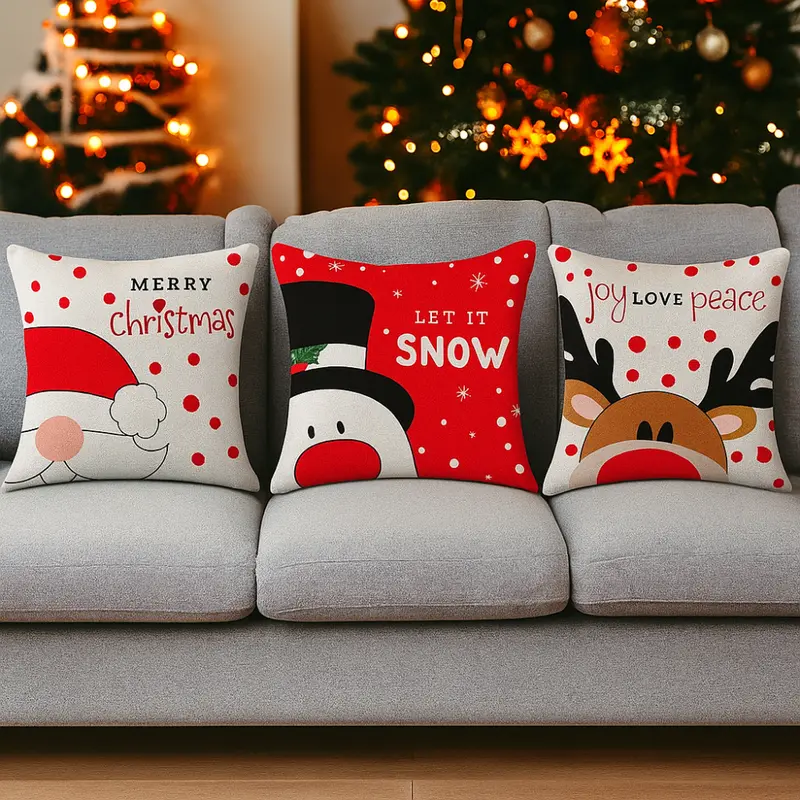 Babbomatto Cuscino Natale Cotone 3 Assortiti 45x45 cm