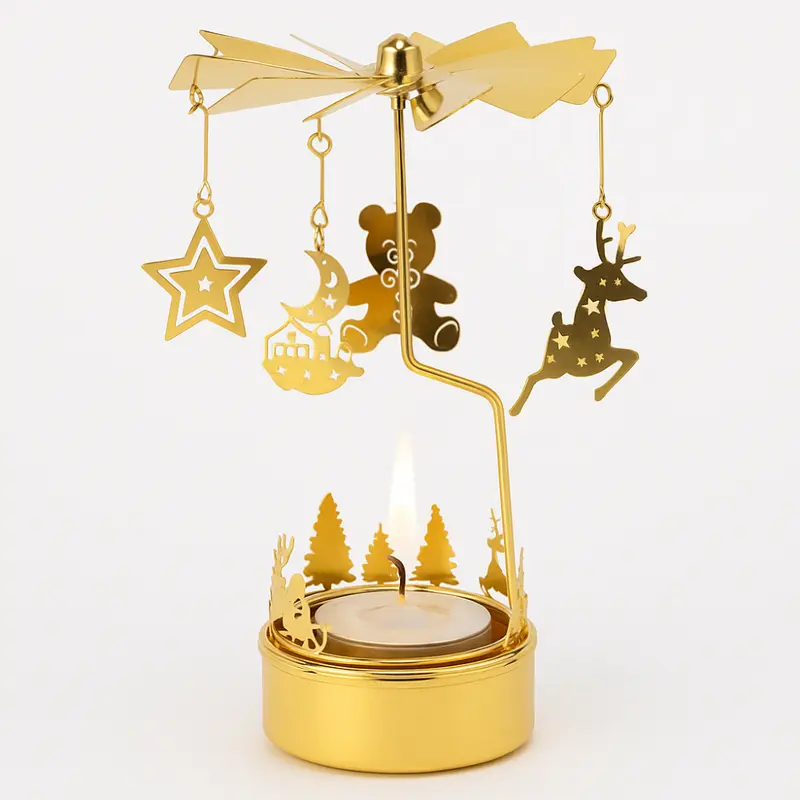 Babbomatto Girandole Metallo Oro con Tea Light 14x7 cm