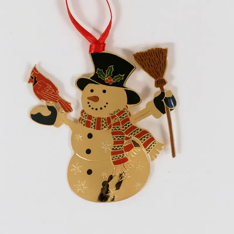 Babbomatto Pupazzo di Neve Metallo Oro 7,5 cm Decorazione