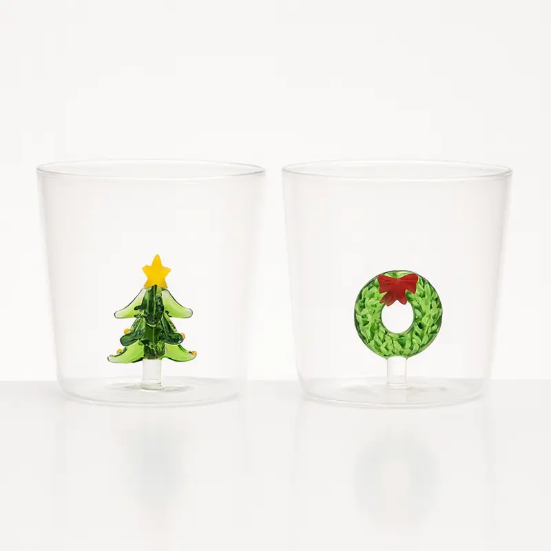 Babbomatto Set 2 Bicchieri Natalizi Borosilicato 9x8.5 cm
