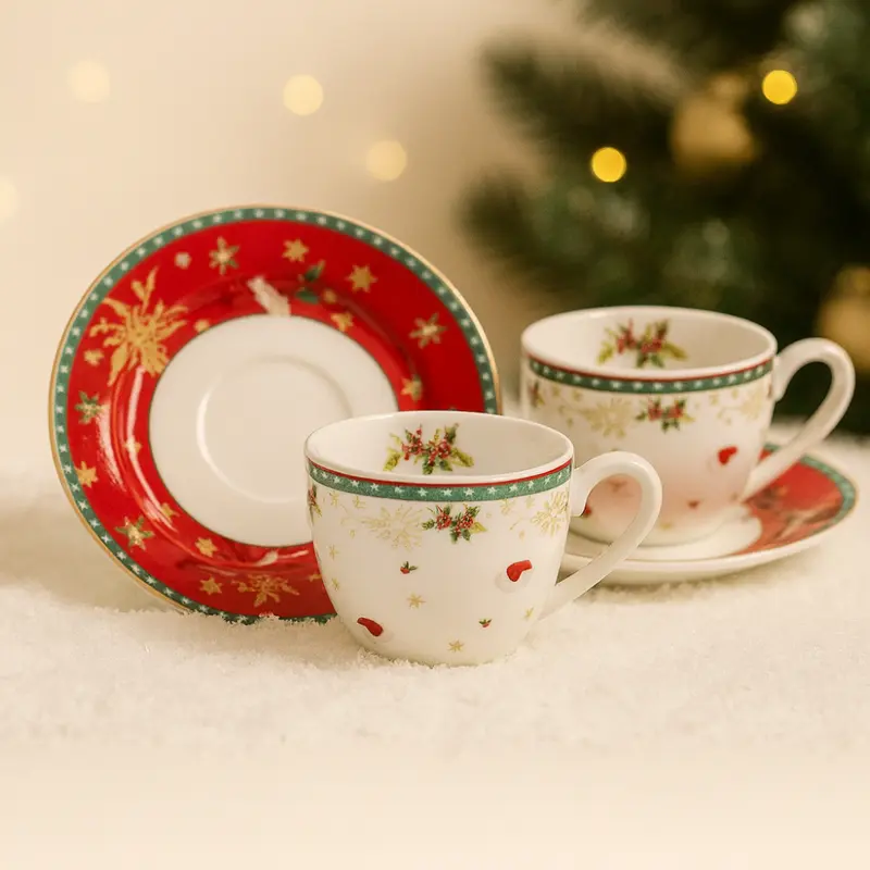 Babbomatto Set 2 Tazzine Babbo Renna Porcellana Ø13 + 5x9 cm