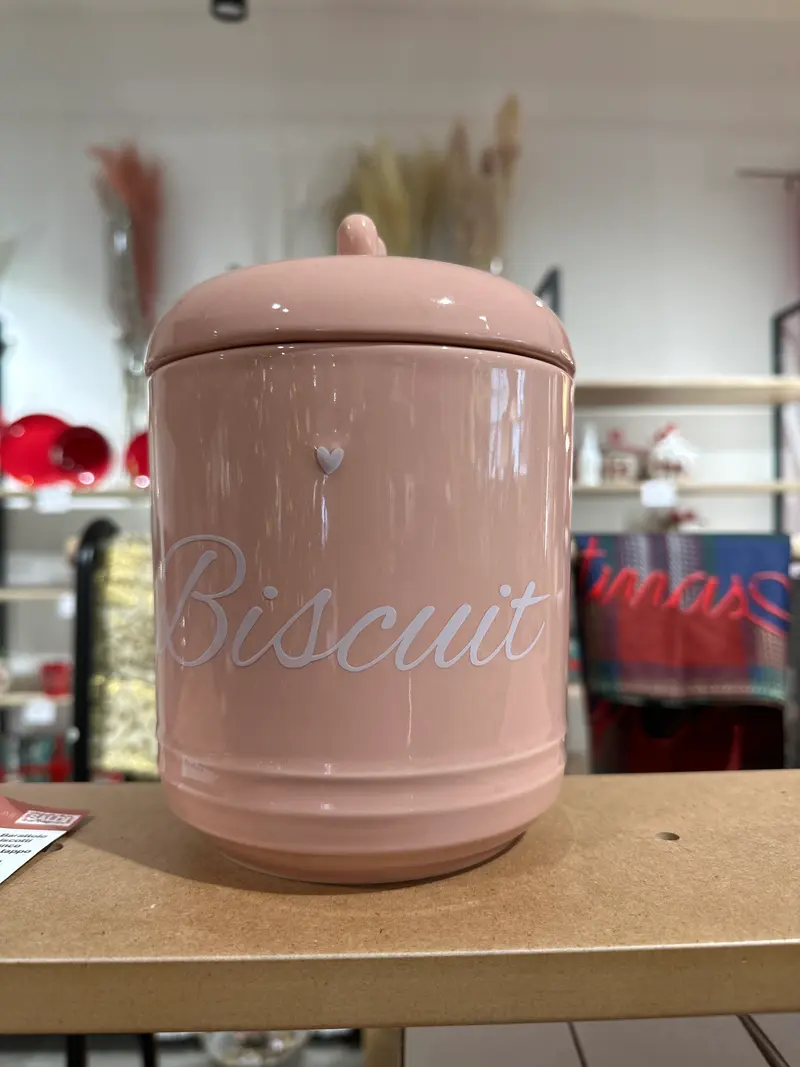 Barattolo biscotti rosa con tappo bianco cuore | rohome