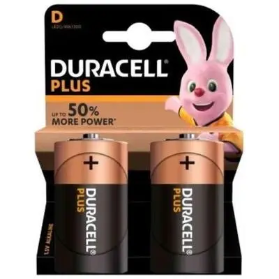Batterie Duracell Plus 100 Torcia LR20 1,5V - Confezione 2 Pezzi Alta Potenza