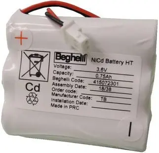 BEGHELLI 415072301 BATTERIA NICHEL CADMIO HT 0,75AH 3,6V