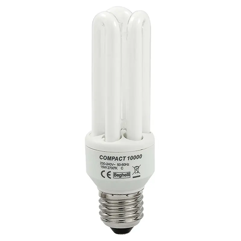 Beghelli Lampada Risparmio Ener. 3 Tubi E14 Luce Calda 11 W - 10 Pz