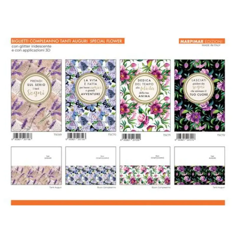 Biglietti Special Compleanno Flowers App+Glitter Atsc24 X12