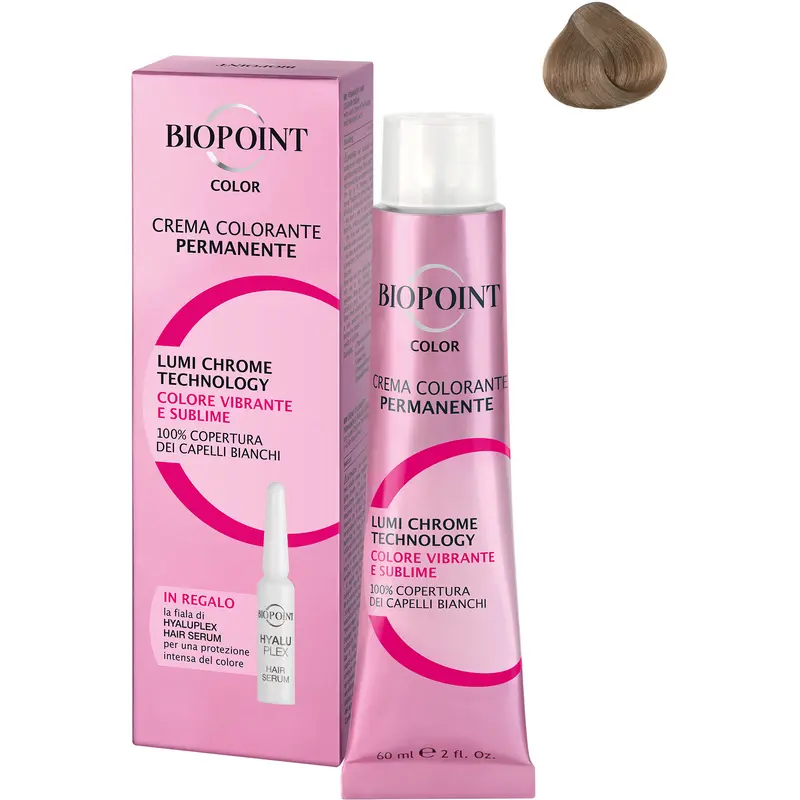 BIOPOINT 08 BIONDO CHIARO + FIALA SERUM PERSONAL PROFESSIONAL COLOR CREMA COLORANTE PERMANENTE