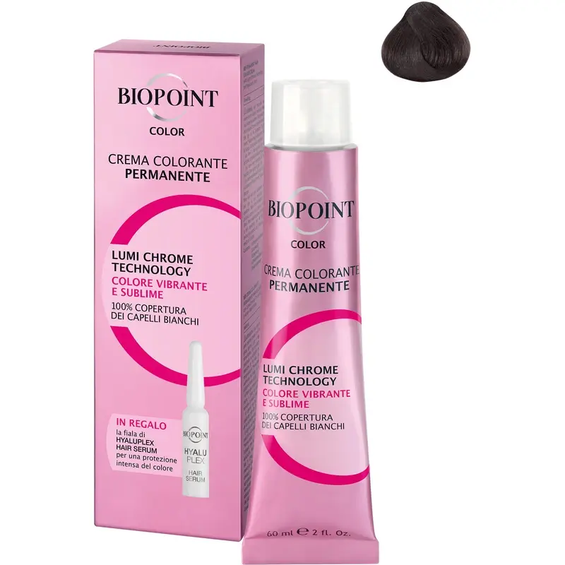 BIOPOINT 5.38 CASTANO CHIARO CIOCCOLATO + FIALA SERUM PERSONAL PROFESSIONAL COLOR CREMA COLORANTE PERMANENTE