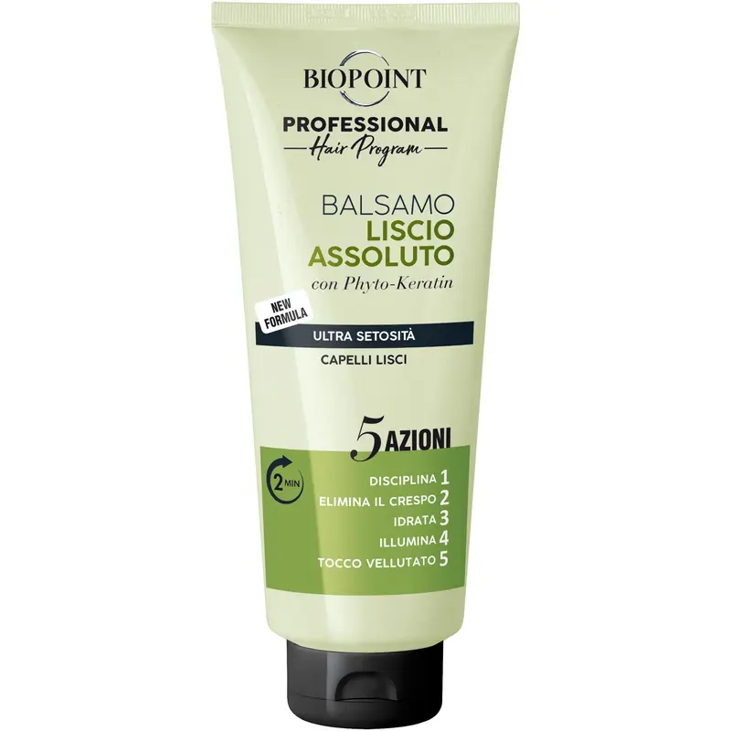 BIOPOINT PROFESSIONAL LISCIO ASSOLUTO BALSAMO FORMULA ULTRA SETOSITA' 5 AZIONI CAPELLI LISCI TUBO 350 ML