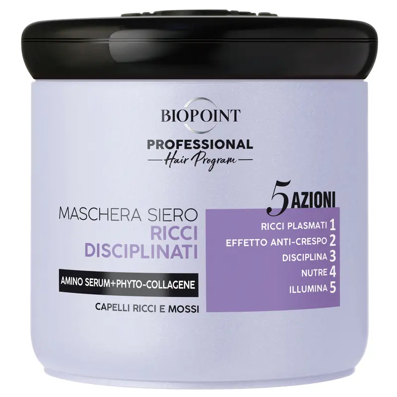 BIOPOINT PROFESSIONAL MASCHERA RICCI DISCIPLINATI 5 AZIONI CAPELLI RICCI E MOSSI AMINO SERUM+PHYTO-COLLAGENE 400 ML