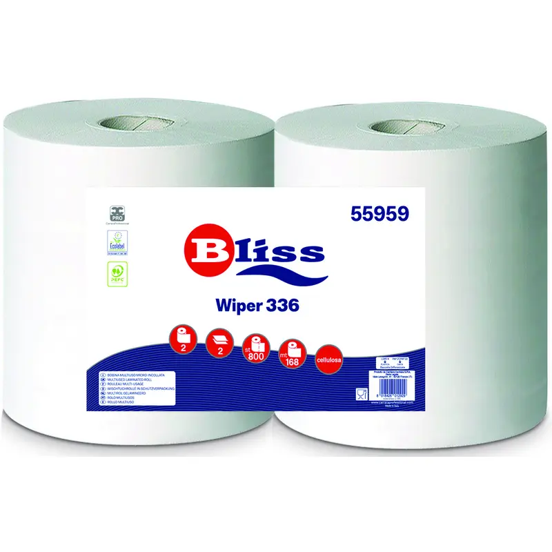 BLISS WIPER 336 BOBINA MULTIUSO 2 ROTOLI 2 VELI 800 STRAPPI 55959
