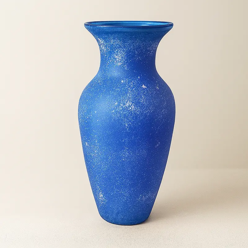 Boan Vaso Vetro Satinato Blu Stellato H 37×16 cm