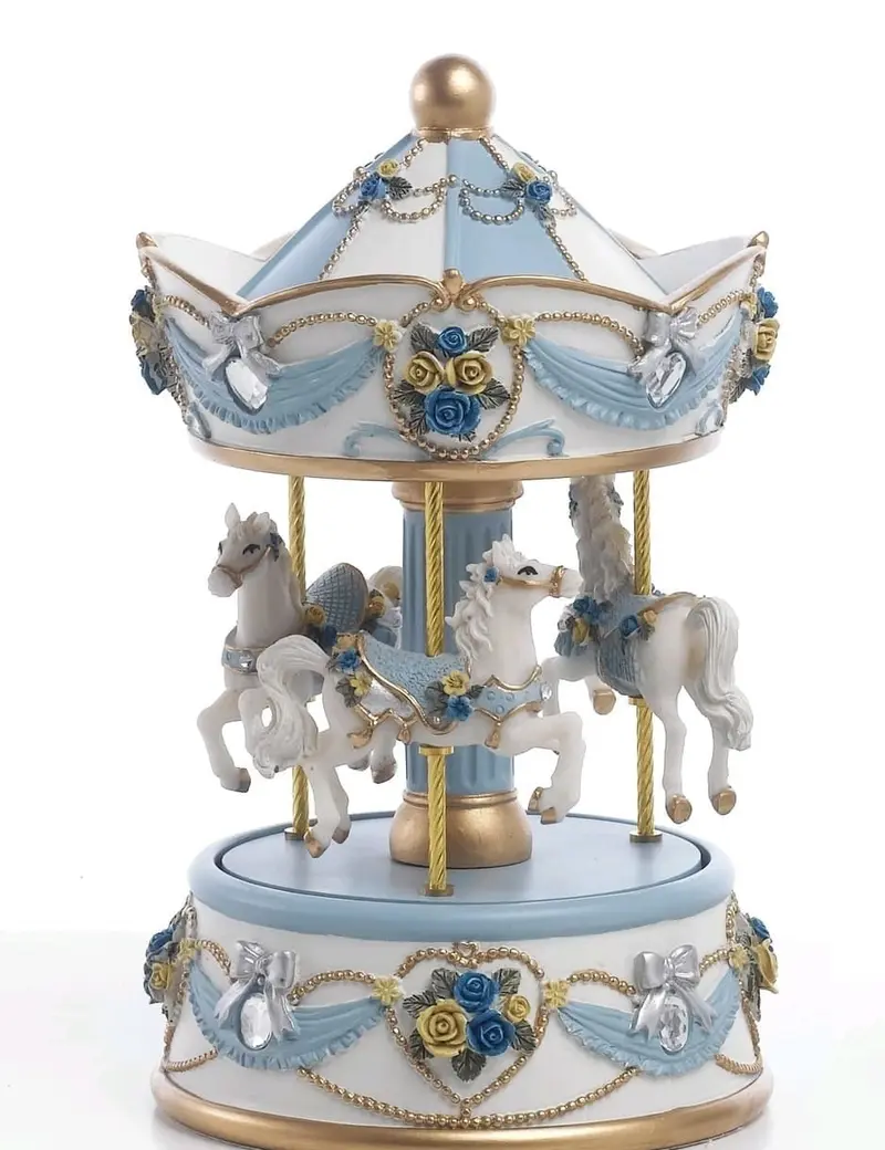 Bomboniera carillon giostra 19.5 in resina celeste | Rohome