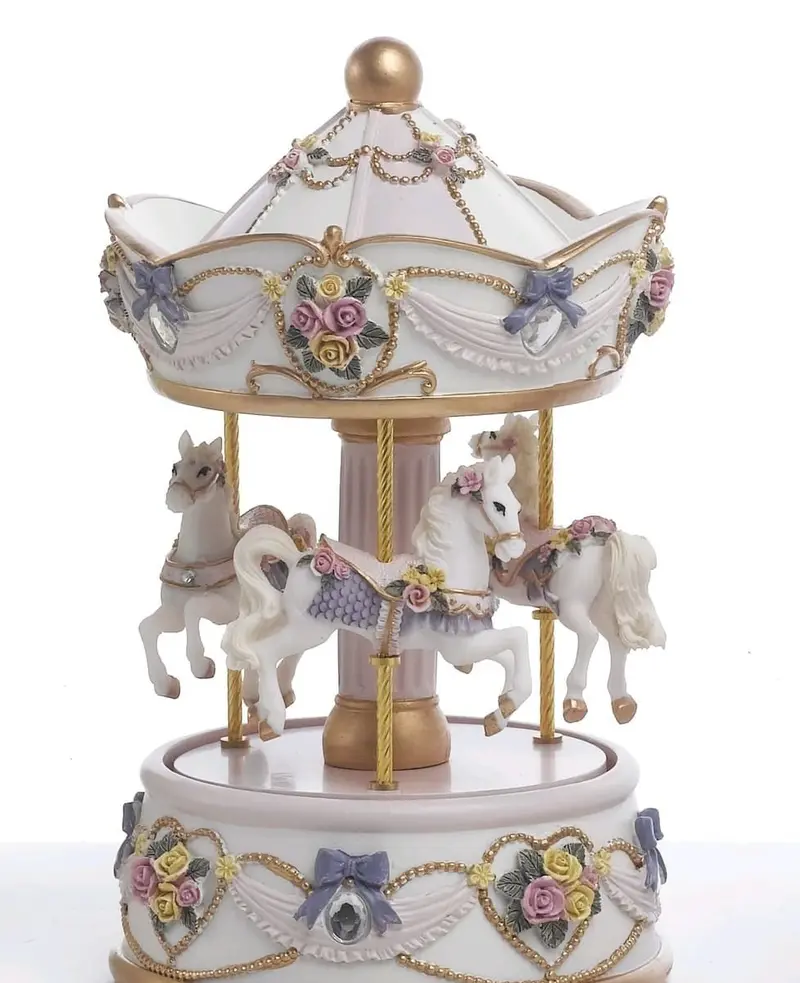 Bomboniera carillon giostra 19.5 in resina rosa | Rohome