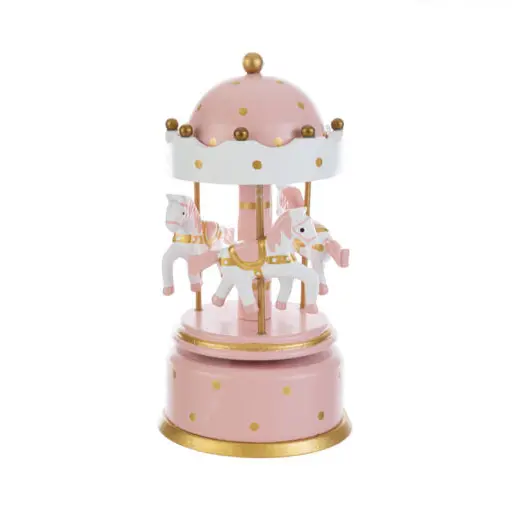 Bomboniera carillon giostrina in legno rosa grande | Rohome