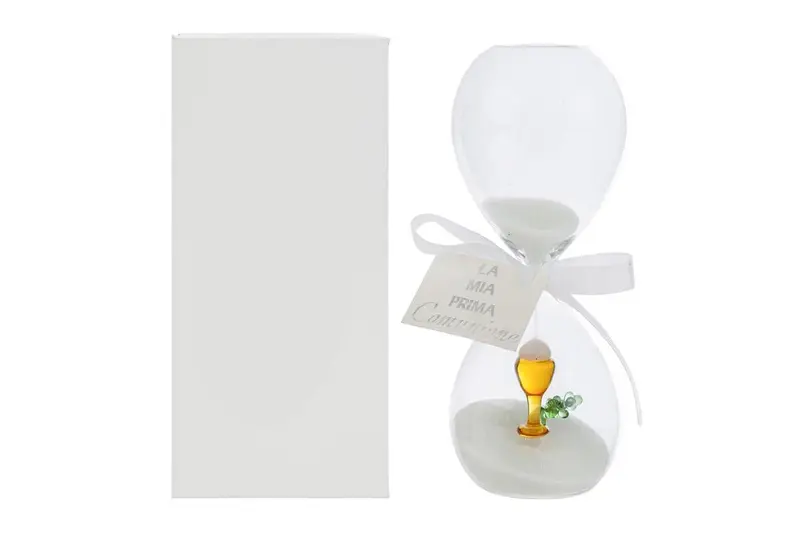 Bomboniera Clessidra prima comunione con decoro interno 3d h 10 | Rohome