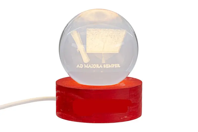 Bomboniera Lampada tonda laurea usb in vetro con scritta | Rohome