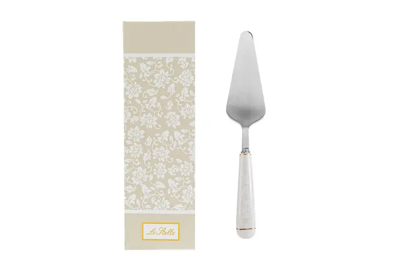 Bomboniera paletta torta ceramica white e gold | rohome