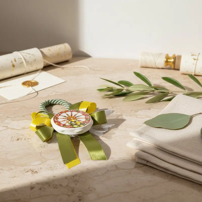 Bomboniera saponetta con ruota siciliana in ceramica | Rohome